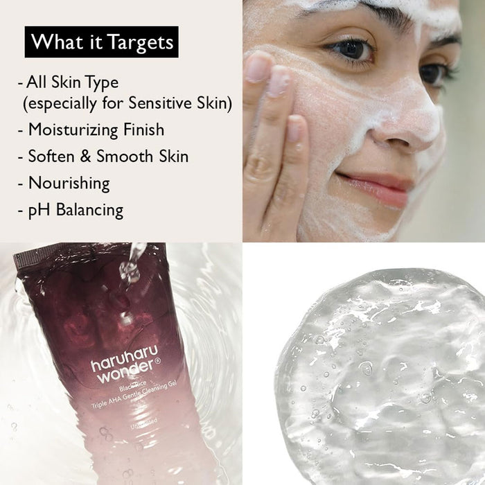 HARUHARU WONDER Black Rice Triple AHA Gentle Cleansing Gel Nudie Glow Australia
