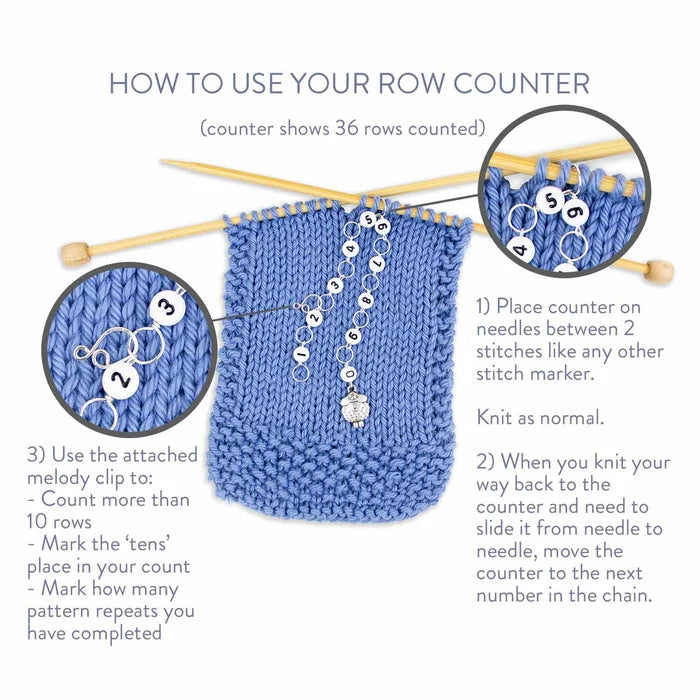 Blue Butterfly - Knitting Row Counter (Circle Chain)  by Twice Sheared Sheep