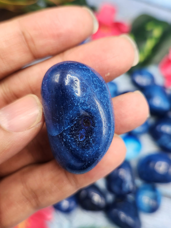 Blue Onyx Tumbles - A Gateway to Tranquility and Protection | Crystal | Gemstone | Reiki | Chakra Healing | Lot of 28 pieces - Shwasam