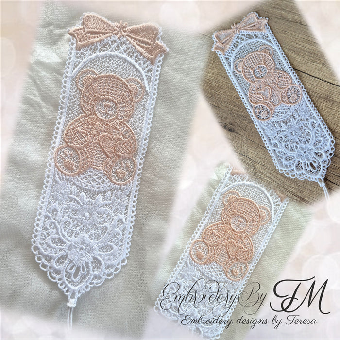 Bookmark cute bear/ 5x7 hoop