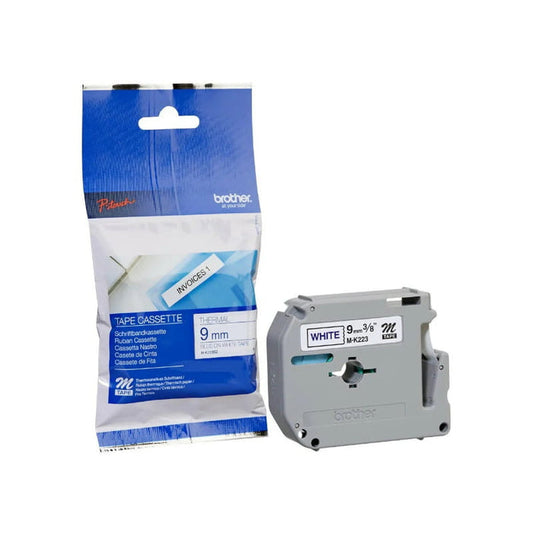 Brother MK223 Blue On White Non-Laminated 9mm Tape - MK-223