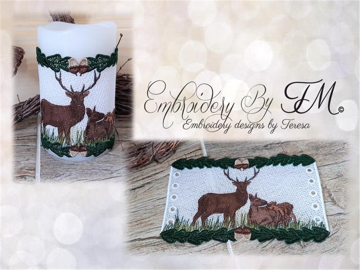 Candle corset with deers / 5x7 hoop