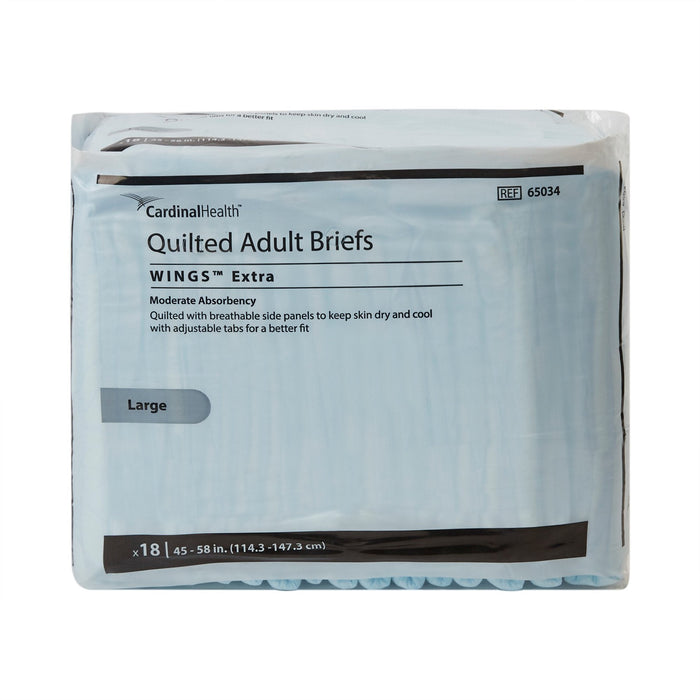 Cardinal Health Wings Extra Quilted Adult Briefs, Moderate - 65034-Pack - LL Medico