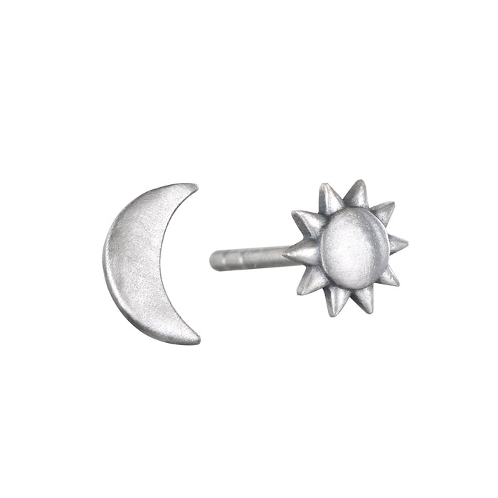 Celestial Light Moon and Sun Silver Stud Earrings showcase a beautifully crafted moon and sun design, embodying spiritual jewelry qualities with meanings of protection and vitality, making it a meaningful accessory for yoga and meditation practices.