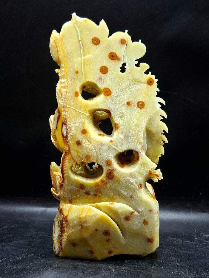 Chameleon Ocean Jasper Crystal Carving | Lotus Symbolism Statue for Balance & Abundance | Home Decor Gift | Weight 1220 gms