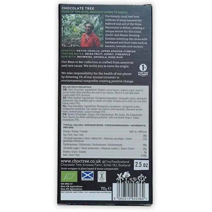 CHOCOLATE TREE 75% Belize Dark Chocolate