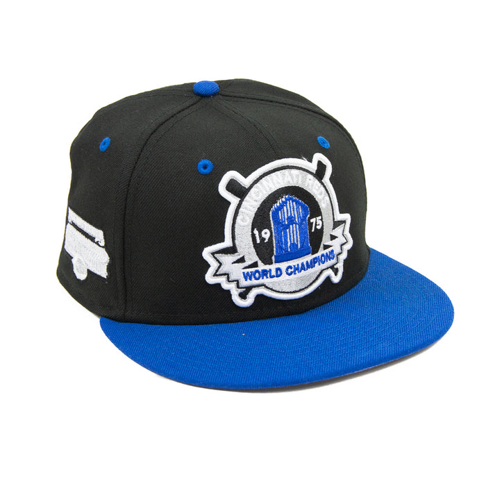 Cincinnati Reds 75 World Series Commissioner Fitted Cap (Black/Royal)