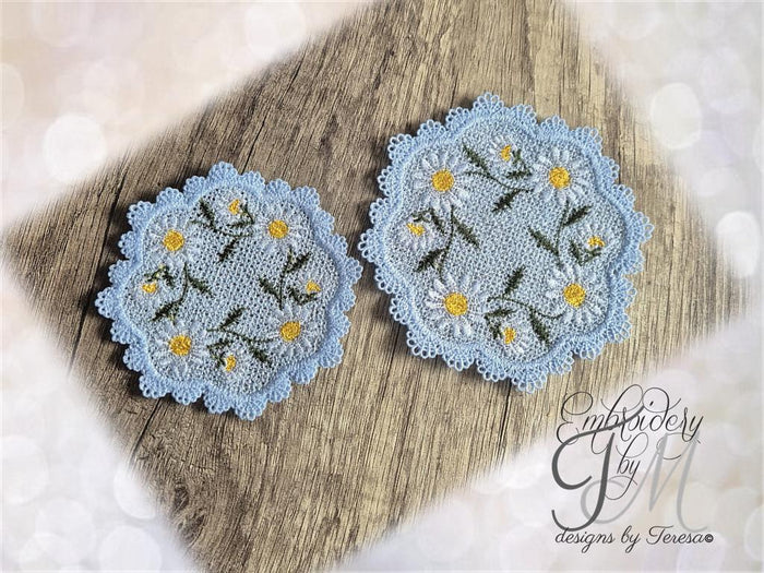 Coaster with daisies / 5x7 and 4x4 hoop