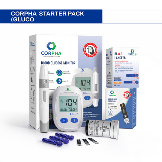 Corpha Blood Sugar Monitor Kit – 1 Monitor + 50 Test Strips & 50 Lancets