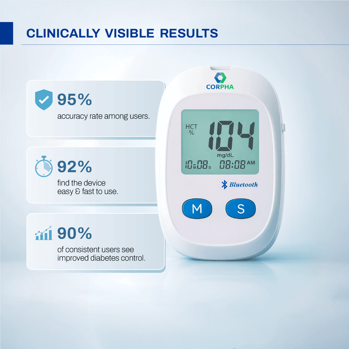 Corpha Blood Sugar Monitor Kit – 1 Monitor + 50 Test Strips & 50 Lancets