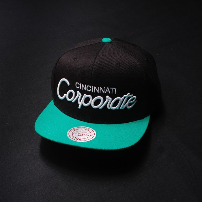 Corporate x Mitchell and Ness Snapback (Black/Teal)