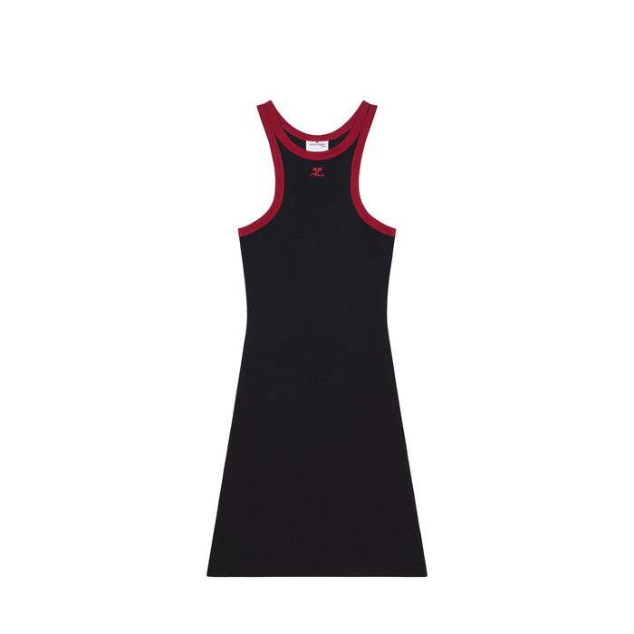 courrèges CONTRAST SCUBA MINI DRESS, Black/Ruby