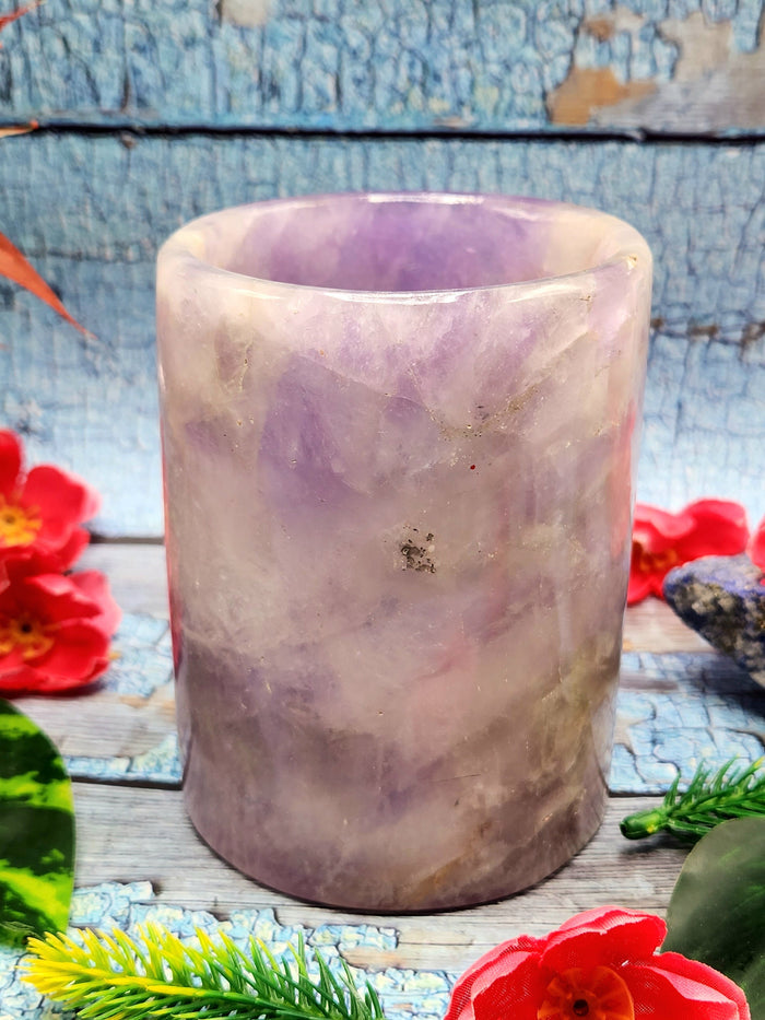 Crystal goblet in light amethyst stone - 4 inches and 650 gms (1.76 lb) - ONLY 1 PIECE - Shwasam
