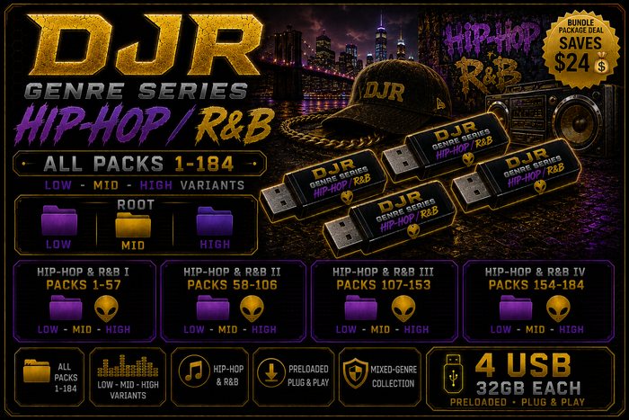 GENRE SERIES HIP-HOP/R&B PACKAGE #1-4 (4) 32gb Packs 1–190 (low mid high) / No Lanyard