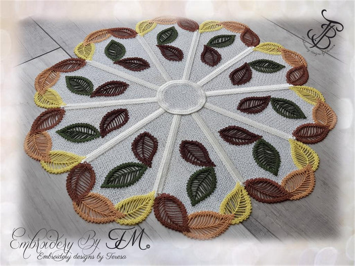 Doily with leaves/ 5x7 hoop