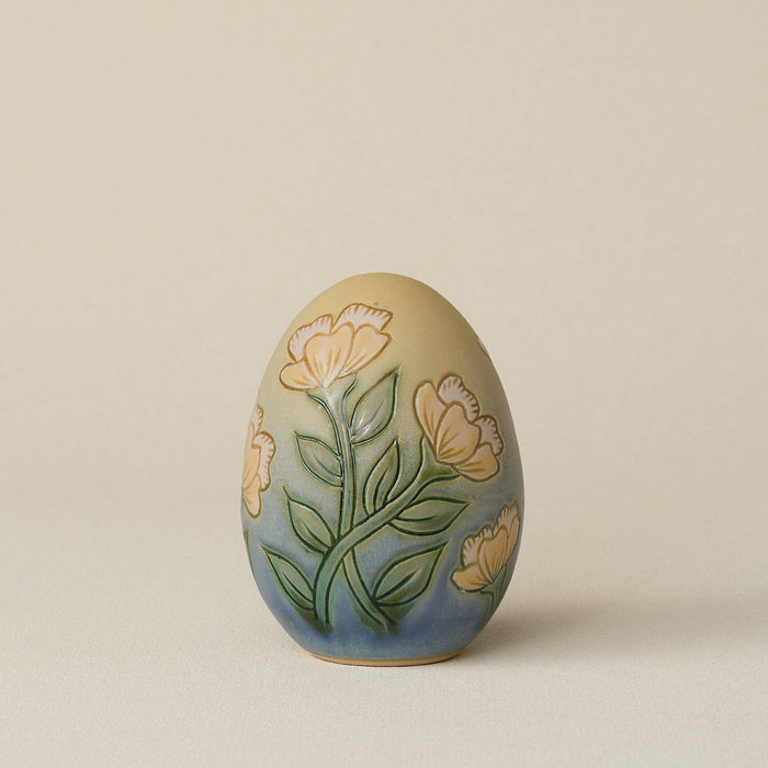 Handcrafted ceramic egg by Rookwood Pottery