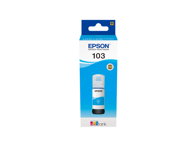Packaging of Epson 103 Cyan Original Ink Bottle