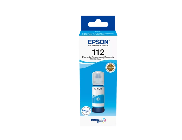 Packaging of Epson 112 EcoTank Cyan Original Ink Bottle