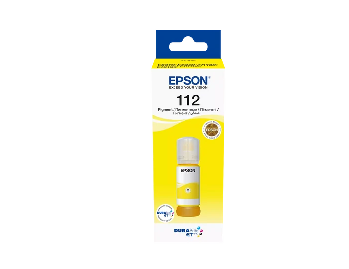 Packaging of Epson 112 EcoTank Yellow Original Ink Bottle