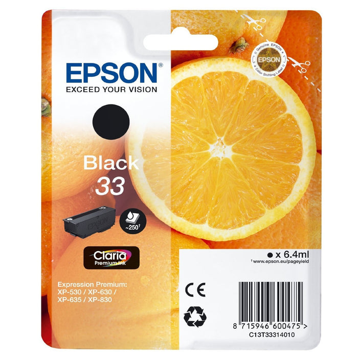 Epson Original Black T33 Claria Premium Ink Cartridge