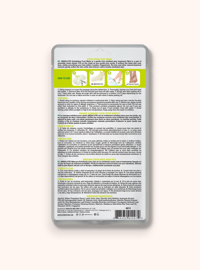 Exfoliating Foot Mask A613 Peppermint + Aloe + Tea Tree