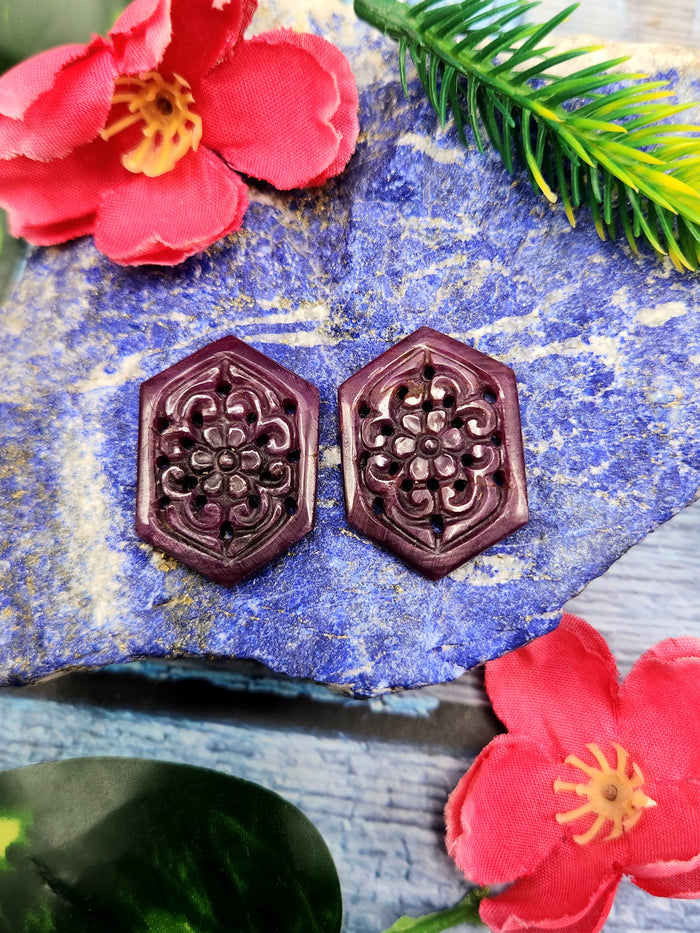 Floral Carved Ruby Stone Pair for Earrings or Pendant - History, Symbolism and Modern Appeal | Gemstone Gift