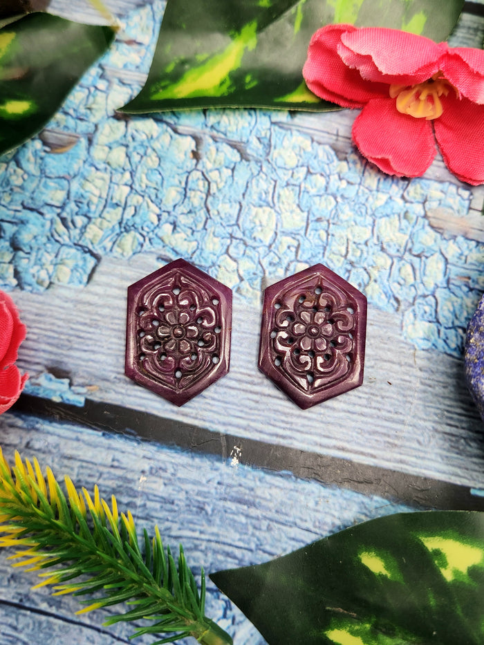 Floral Carved Ruby Stone Pair for Earrings or Pendant - History, Symbolism and Modern Appeal | Gemstone Gift