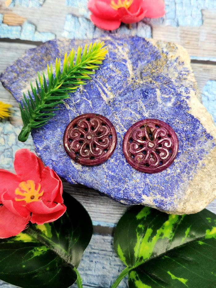 Floral Carved Ruby Stone Pair for Earrings or Pendant or jewelry making - History, Symbolism and Modern Appeal
