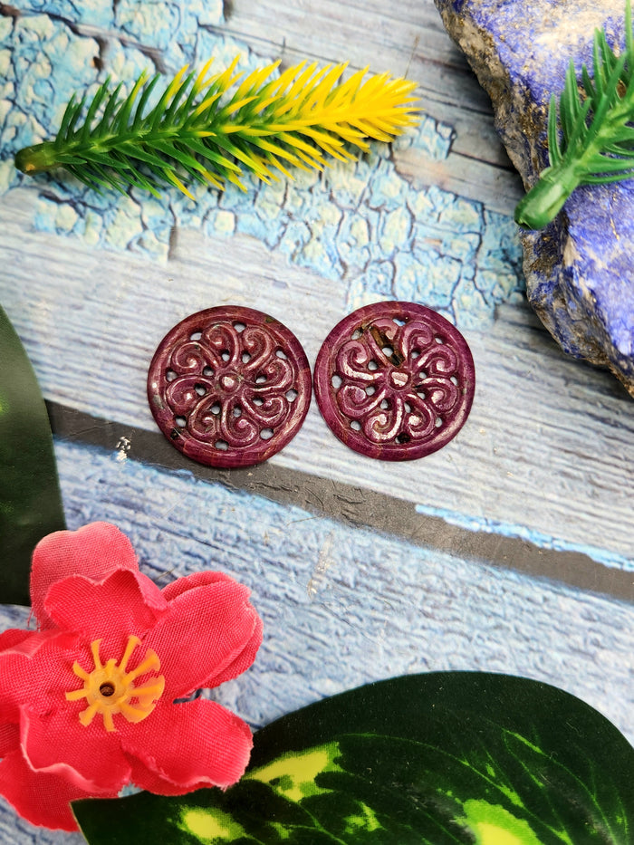 Floral Carved Ruby Stone Pair for Earrings or Pendant or jewelry making - History, Symbolism and Modern Appeal