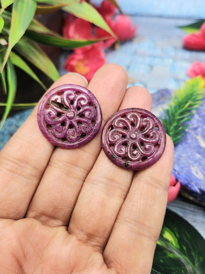 Floral Carved Ruby Stone Pair for Earrings or Pendant or jewelry making - History, Symbolism and Modern Appeal
