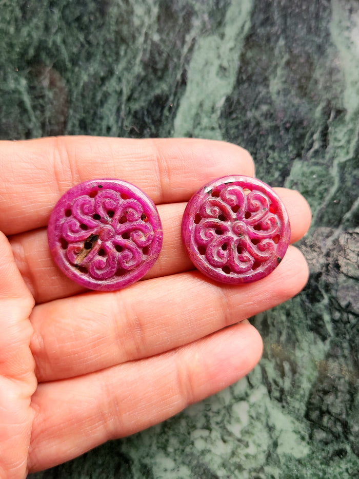 Floral Carved Ruby Stone Pair for Earrings or Pendant or jewelry making - History, Symbolism and Modern Appeal