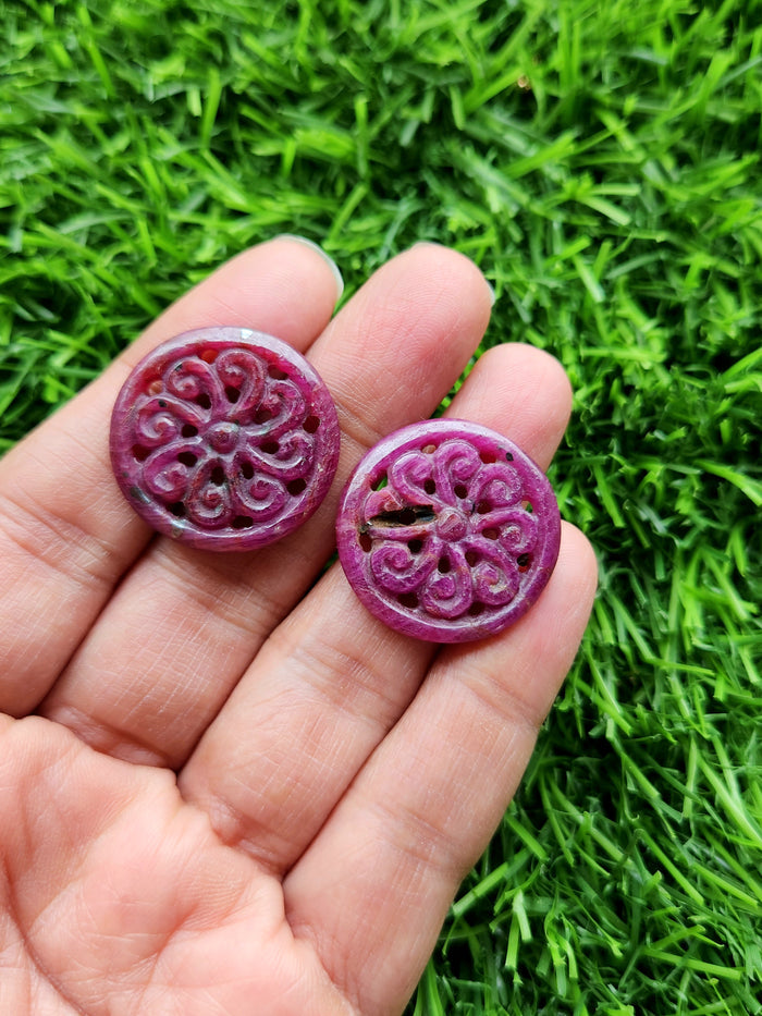 Floral Carved Ruby Stone Pair for Earrings or Pendant or jewelry making - History, Symbolism and Modern Appeal