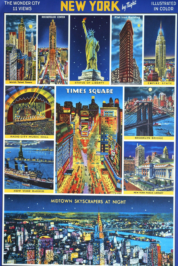 Florentine Print New York City by Night -- NEW