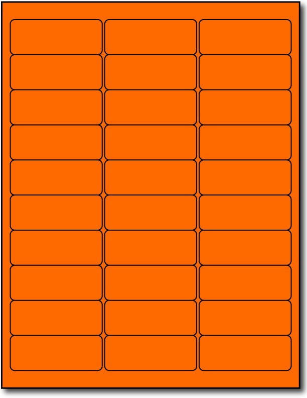 Adhesive orange Fluorescent Green Address Labels, measure (2 5/8" x 1") , compatible  with inkjet and laser, matte both sides