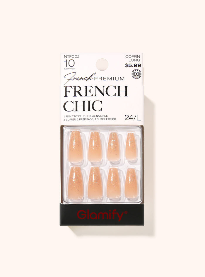 NTFC02 French Chic Press On Nails - Coffin Long