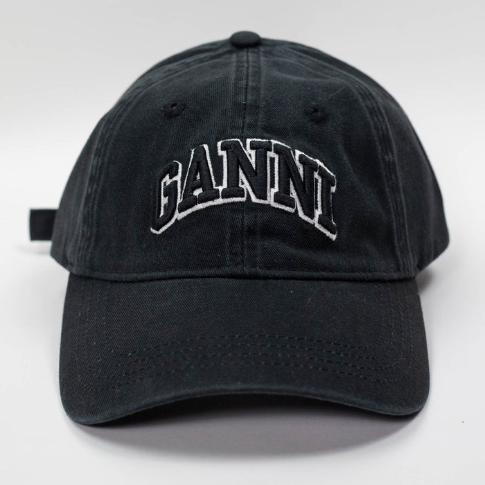 Ganni CANVAS CAP EMB, Black
