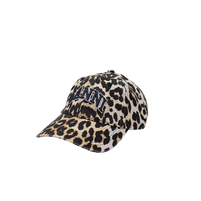 Ganni CANVAS CAP LEO EMB, Leopard