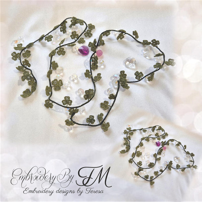 Garland with three-leaf clover /5x7 hoop