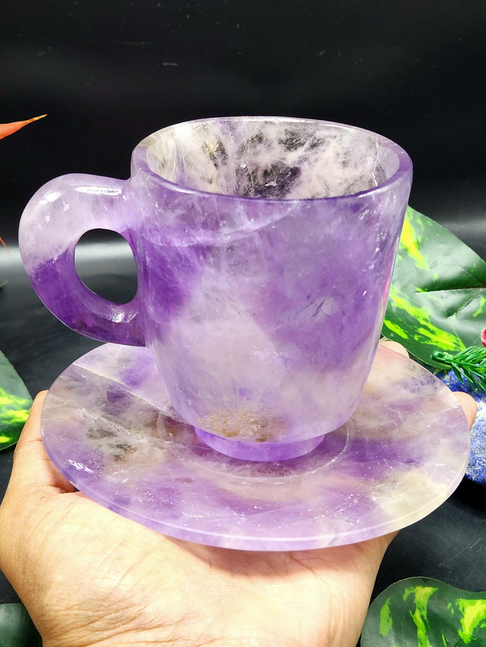 Gemstone Tea Cup & Saucer in Amethyst - ONLY 1 Cup and 1 Saucer
