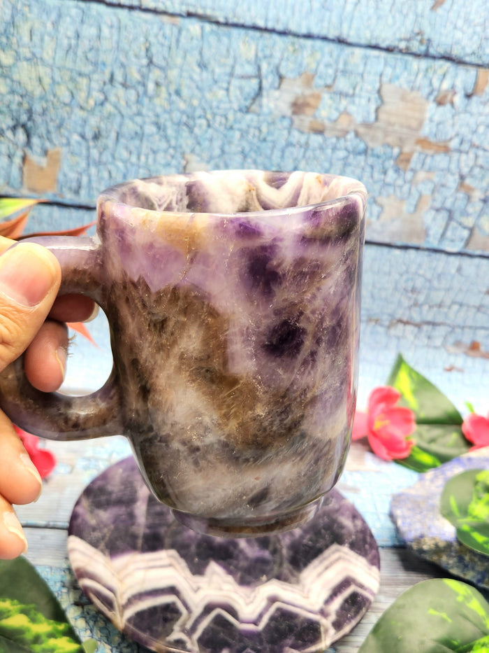 Gift a Chevron Amethyst Tea Cup & Saucer - ONLY 1 Cup and 1 Saucer