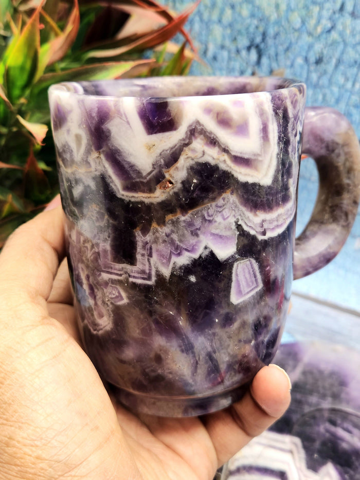 Gift a Chevron Amethyst Tea Cup & Saucer - ONLY 1 Cup and 1 Saucer
