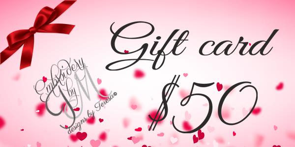 Gift Card - 7 variations/$ 10,$ 15,$ 20,$ 25,$ 30,$ 50 and $ 100