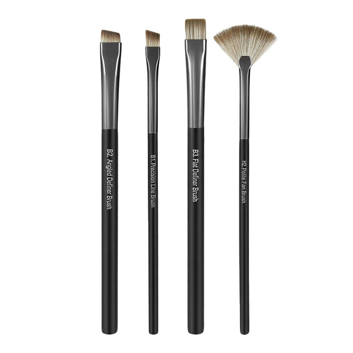 Glam Pro by Manicare Essential Brow Brush Set contents showing all 4 brushes