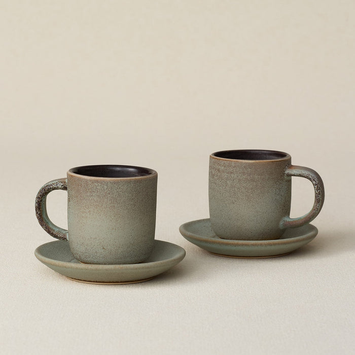 Hand-thrown espresso cup set by Rookwood Pottery