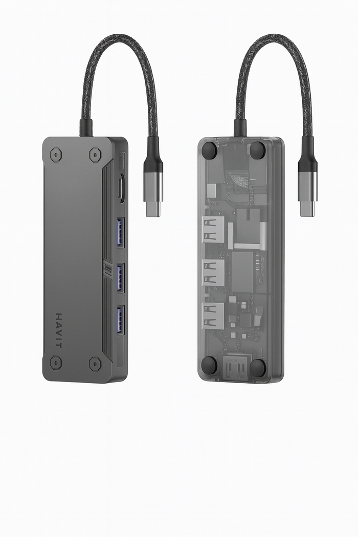 Havit USB-A (x3) + HDTV + PD USB-C Hub (5-in-1) - Office R Us Lagos
