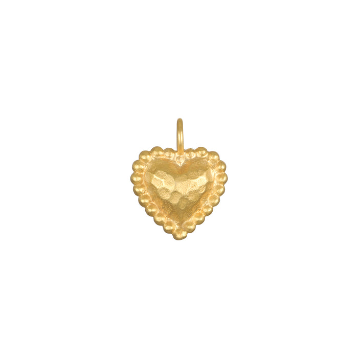 Heart Charm is an 18kt gold plated puffy heart charm symbolizing love and compassion, perfect for personalized spiritual jewelry and meditation practices. This talisman enhances your yoga and manifestation rituals with meaningful protection, embodying the essence of the sun and moon.
