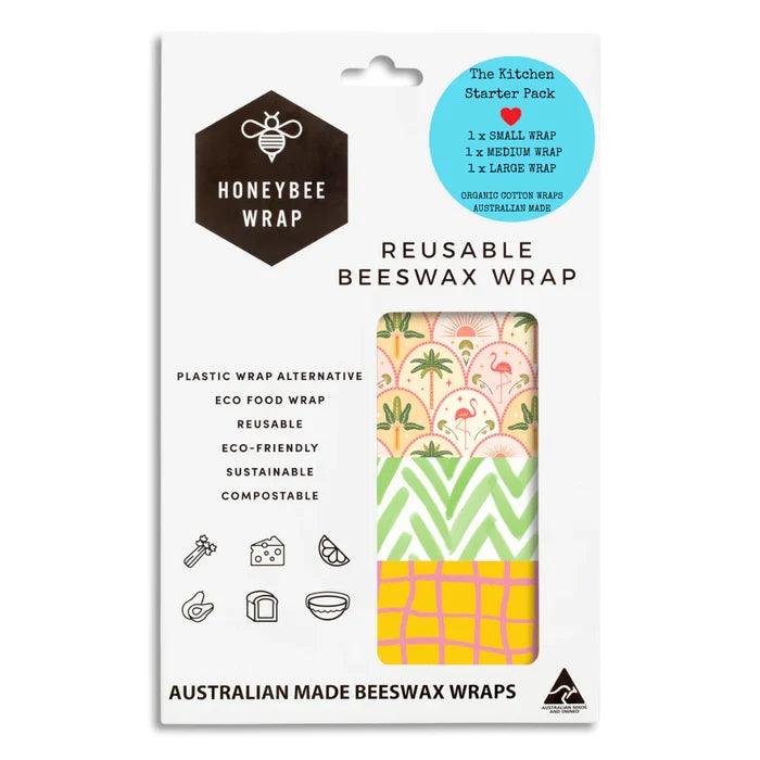 Honeybee Beeswax Food Wraps - Set Of 3 (S, M, L)