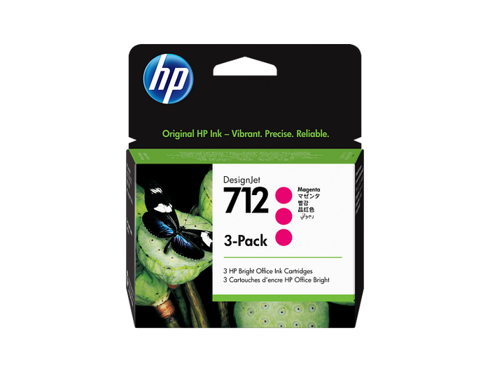 HP 712 Magenta 29ml DesignJet Original Ink Three-Pack - H3ED78A