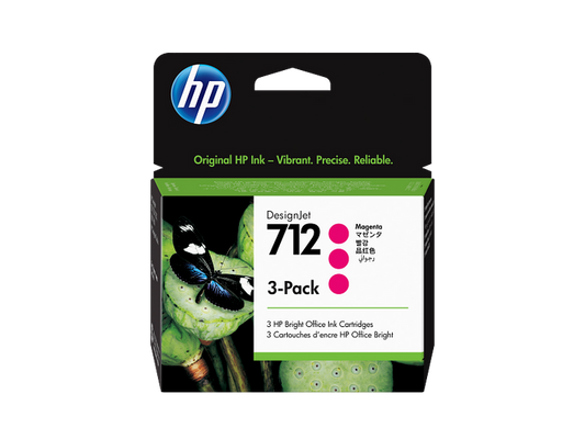 HP 712 Magenta 29ml DesignJet Original Ink Three-Pack - H3ED78A