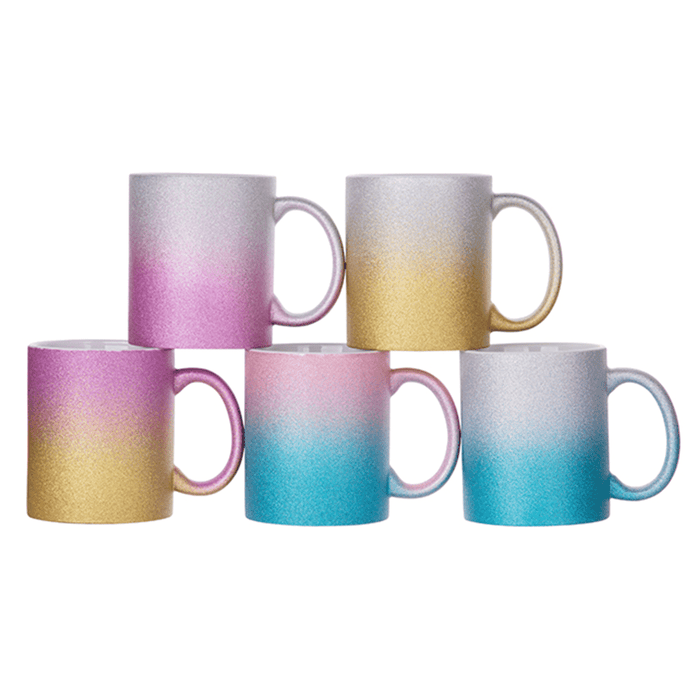 HPN SubliCraft 11 oz. Glitter Gradient Sublimation Ceramic Mug - 36 per case - HeatPressNation